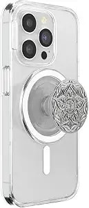 Popsockets Phone Grip For Magsafe, Magnetic Holder, Phone Stand, Enamel - Mandala Silver