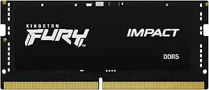 Kingston Technology Fury Impact 8gb 4800mt/S ddr5 cl38 Sodimm Xmp Ready Laptop Memory Single Module kf548s38ib-8, Black