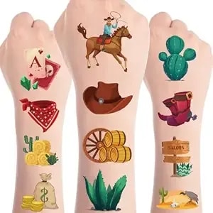Rodeo Cowboy Temporary Tattoos - 8 Sheets Tattoo Stickers Waterproof Birthday Party Favors Supplies Decorations Sticker Prizes Rewards Gifts