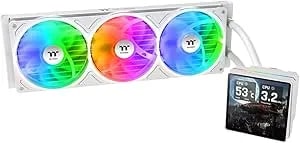 Thermaltake th360 v3 Ultra Argb Cpu Liquid Cooler; Intel/Amd; 1x360mm 500~2500rpm Single Frame Argb Fan; 3.95" Tft 720x720p Lcd; Rotatable Pump Head; Tt Lcd Screen Control; Snow; Cl-w476-pl12sw-A