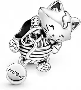 Pandora Kitten & Yarn Ball Charm - Compatible Moments Bracelets - Jewelry For Women - Gift For Women - Made With Sterling Silver, No Box