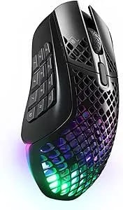 Steelseries Aerox 9 Wireless - Holey RGB Gaming Mouse - Ultra-Lightweight Water Resistant Design - 18 Buttons – Bluetooth/2.4 Ghz - 18K DPI Truemove Air Optical Sensor