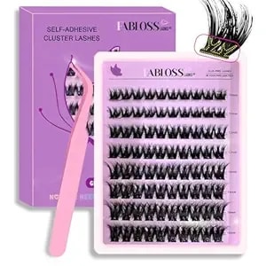 Self Adhesive Eyelashes 80pcs Self Adhesive Lash Clusters Press On Lashes No Glue Needed Pre-Glued Glueless Lashes Clusters No Remover No Residue With Tweezers（Thick-Volume）