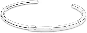 Pandora Jewelry Signature I-D Open Bangle Bracelet For Women - Sterling Silver - 7.5”