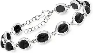 Ross-Simons Black Onyx Bracelet In Sterling Silver