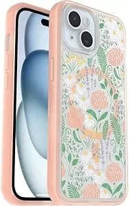 Otterbox Iphone 17e, 16e, 15, 14, 13 (Only) Symmetry Series+ Case, Snaps To Magsafe, Ultra-Slim, Raised Edges Protect Camera & Screen - Non-Retail Packaging - Peachy Bloom (Clear)