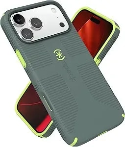 Speck Candyshell Grip +Ms Case For Iphone 17 Pro Max - Neo Drab/Glow Green - Slim Protective Grip - Drop Protection - Magsafe Compatible
