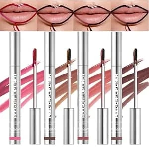 Bangfeng 4pcs Peel Off Lip Liner Stain Set - Long-Lasting, Smudge-Proof, Waterproof Nude Matte Lip Tint, Non-Fading Peel Off Lip Color, Effortless Precision & Full Coverage, 24h Color Hold