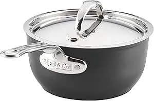 Hestan Titum Fusion 2 Quart Nonstick Saucepan With Lid, Double Impact Stainless Steel Base & Aluminum Body, Induction Compatible, Made Without Pfoas
