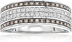 Ross-Simons 0.50 Ct. T.W. White And Brown Diamond Multi-Row Ring In Sterling Silver