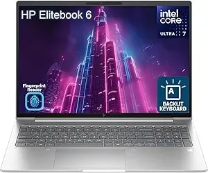 Hp Elitebook 6 16" Business Laptop Computer, Intel Ultra 7 255u, 16gb Ram, 256gb Ssd, (Next Gen Of 660) For Office Data Processing, Backlit Keyboard And Fingerprint Reader, Windows 11 Pro, Silver