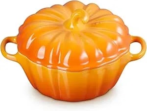 Le Creuset Stoneware Figural Pumpkin Petite Cocotte, 12 Oz., Persimmon