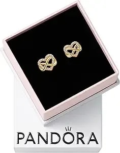 Pandora Moments Sparkling Infinity Heart Stud Earrings - 14k Gold-Plated Earrings With Cubic Zirconia - Jewelry For Women - Includes Gift Box