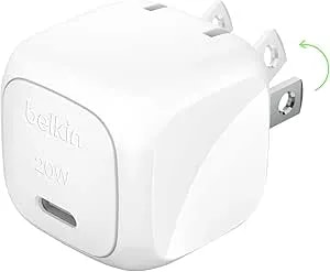 Belkin Compact Charger Block 20W, USB-C Fast Charging - Apple Iphone 17, Air, Pro, Pro Max, Samsung Galaxy S25, Ipad, Airpods, Apple Watch, Nintendo Switch 2, Google Pixel 10, Etc. - White