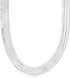 Ross-Simons Italian Sterling Silver Layered Herringbone Necklace. 18 Inches