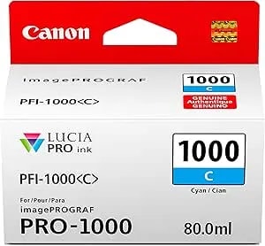 Canon PFI-1000 Genuine Cyan Ink Tank, Compatible With Imageprograf PRO-1000 Printers