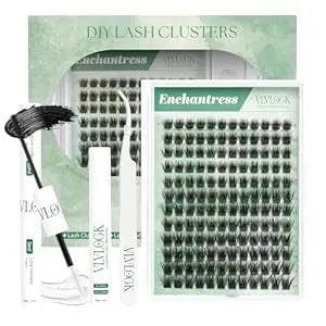 Enchantress Lash Clusters Kit Short Lashes Clusters 8-14mm Diy Lash Extensions Kit Waterproof Long-Lasting With Ultra-Thin Band Glue Remover Tweezer For Beginners(Enchantress Short Kit 8-14mm)