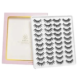 Dysilk Mink Lashes False Eyelashes - Wispy Lashes Natural Look 20 Pairs Lashes Pack 4 Styles Mixed Faux Mink Eyelashes 6d Fake Eyelashes Fluffy Cat Eye Lashes Pack - 11mm-20mm