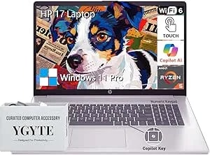 Hp 17 Inch Touchscreen Laptop Pc, 17.3" Hd+ Touch Screen Business Laptop Computer, Amd Ryzen 5 (6-Core) - Windows 11 Pro - 10-Key Number Pad - Wi-Fi 6 - 64gb Ram 2tb Ssd
