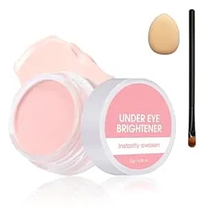 Under Eye Brightener Concealer, Long-Lasting Hydrating And Waterproof Color Corrector For Dark Circles, Full Coverage Lightweight Undereye Brightening Cream With Puff & Concealer Pen, #04 Pink