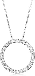 Ross-Simons 2.20 Ct. T.W. Cz Eternity Circle Pendant Necklace In Sterling Silver