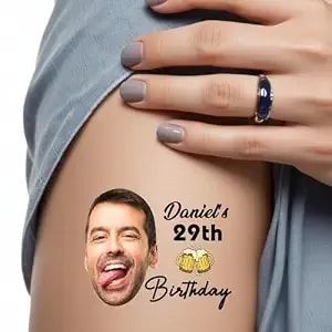Personalized Photo Temporary Tattoo With Name Custom Face Tattoos Fake Tattoos Customized Birthday Tattoos Paper Happy Birthday Party Decor