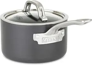 Viking Non Stick Sauce Pan With Glass Lid, 2 Quart Hard Anodized Nonstick Saucepan Cooking Pot, Dishwasher And Oven Safe, Induction Ready, Gray