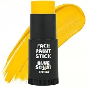 Blue Squid Pro Yellow Face Paint Stick - Xl (21g/0.75oz) Waterproof Body Paint For Adults & Kids Eye Black Baseball - Vegan Hypoallergenic Twist-Up Non-Toxic Makeup Stick For Cosplay, Sports