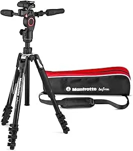 Manfrotto Befree 3-Way Live Advanced Tripod Kit, Tripod And Fluid Head In Aluminum For Cameras And Camcorders Up To 6 Kg, Ultra-Compact, Photography Accessories For Content Creation, Photo And Video