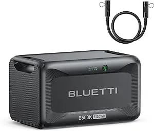 Bluetti b500k Expansion Battery For ac200l ac300 ac500 ac200max Portable Power Station, 5120wh lifepo4 Battery Pack, Solar Generator For Home, Emergency, Off-Grid (Expansion Cable p090a Included)
