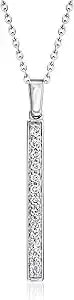 Ross-Simons 0.20 Ct. T.W. Lab-Grown Diamond Linear Bar Pendant Necklace In Sterling Silver