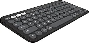 Logitech Pebble Keys 2 K380s, Multi-Device Bluetooth Wireless Keyboard With Customizable Shortcuts, Slim And Portable, Easy-Switch For Windows, Macos, Ipados, Android, Chrome OS - Tonal Graphite