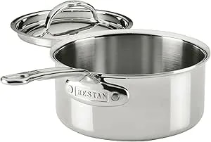 Hestan Probond Luxe 1.5-Quart Saucepan With Lid, Professional Clad Stainless Steel, Procore Tri-Ply Clad Construction, Polished Exterior, Induction & Oven Safe