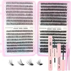 Daoder Lash Clusters Kit 640pcs Natural Cluster Eyelash Extensions Fluff 30d-60d D Curl Short Individual Lashes 9-13mm With Lash Bond Seal Remover
