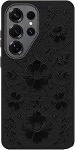 Otterbox Samsung Galaxy s26 Ultra Symmetry Series Cactus Leather Case - Ink Blossom (Black), Slim, Premium, Protective Samsung Galaxy Phone Case