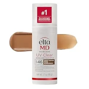 Eltamd Uv Clear Deep Tinted Face Sunscreen, Oil-Free Face Moisturizer With Spf 46, Dermatology Tinted Moisturizer, Facial Travel Size Sunscreen With Zinc Oxide, 1.7 Oz Pump