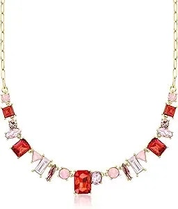 Ross-Simons 14kt Yellow Gold-Plated Necklace With Simulated Tonal Pink And Red Gemstones. 18 Inches