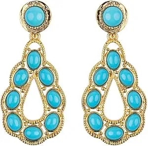 Kenneth Jay Lane, Cabochon Oval Drop Pierced Earrings