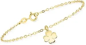 Ross-Simons Italian 14kt Yellow Gold 4-Leaf Clover Charm Bracelet