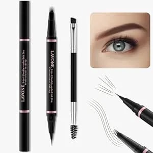 Eyebrow Pencil, 2-In-1 Waterproof Eyebrow Pen With 4 Tip Brow Pen And Ultra-Precise Brow Pencil, With Dual-Ended Eyebrow Brush, Eyebrow Makeup For Natural Looking Eyebrows - Dark Brown