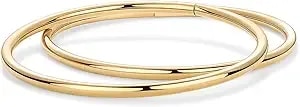Pavoi Waterproof Bangle Bracelet For Women - 14k Gold Plated Classic Lightweight Stacking Stainless Steel Bracelet - Single & 2-Pack Bangles