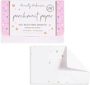 Beauty Bakerie Parchment Paper Oil Blotting Sheets For Face, Makeup Essentials For Oily Skin, Blotting Papers For Face, Oil Control Absorbing Sheets, 100 Sheets
