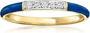 Ross-Simons Blue Enamel Ring With Diamonds In 18kt Gold Over Sterling