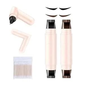 2pcs Rotating Eyeliner Stamp Pen, With 100 Dual-Ended Cotton Swabs, Waterproof, Smudge-Proof Wing Eyeliner Stamp, Easy To Create Exquisite Makeup, Ideal For Beginners & Daily Use