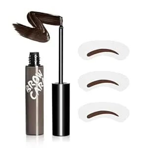 Brow Tattoo Peel Off Tint - Brow Gel Eyebrow Tattoos Waterproof, Eyebrow Gel Tint With Eyebrow Stencils Long-Lasting Makeup, Eye Brow Pencils Create Full Voluminous Brows For Women (Gray Brown)