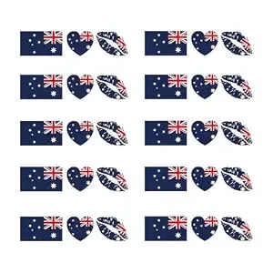 30pcs Australia Flag Tattoos, Patriotic Australia Temporary Face Stickers Set, Flag Removable Tattoos For Men Women, Party Face Body Accessories, Decorations Supplies