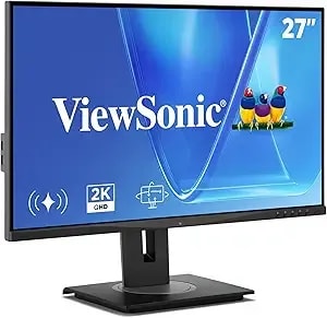 Viewsonic vg2748a-2k 27 Inch 1440p Monitor, Ips With Ambient Light Sensor And Privacy Alert For Smooth Home And Office Productivity, Advanced Ergonomics, Hdmi, Usb Hub, And Displayport Inputs