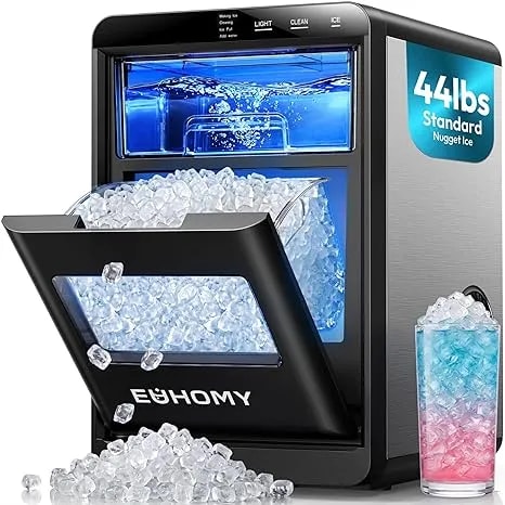 Euhomy Nugget Ice Maker Countertop, 44lbs/24h Sonic Ice Maker Machine, Self-Cleaning Pellet Ice Makers With Ice Scoop&Basket, Countertop Pebble Ice Maker For Home/Kitchen/Office