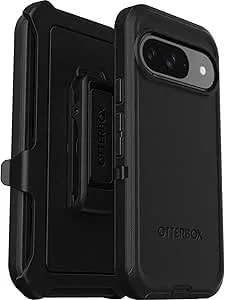 Otterbox Google Pixel 9 & 9 Pro Defender Series Case - Black, Rugged & Durable, With Port Protection, Includes Holster Clip Kickstand