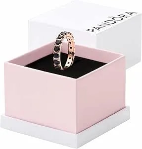 Pandora Timeless Black Sparkling Row Eternity Ring - 14k Rose Gold-Plated Ring With Man-Made Crystal - Jewelry For Women - Includes Gift Box